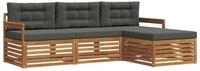 vidaXL Gartenlounge-Set Outdoor-Sofagarnitur 4 stk. Natur und Anthrazit, (4-tlg)