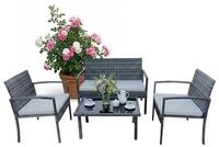 relaxdays Gartenlounge-Set 4-teiliges Gartenm&ouml;bel Set Rattan, (4-tlg), grau