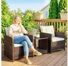 Outsunny Sitzgruppe Balkonm&ouml;bel-Set mit 2 Sessel, 2-Ebene Glastisch,...