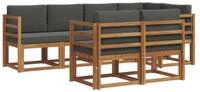 vidaXL Gartenlounge-Set Outdoor-Sofagarnitur 7 stk. Natur und Anthrazit, (7-tlg)
