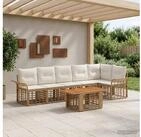vidaXL Gartenlounge-Set vidaXL Gartensofa-set 7 stk. Nat&uuml;rlich und Cremwei&szlig;