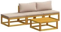 vidaXL Gartenlounge-Set Sofa-Set 4 stk. Natur Massivholz, (4-tlg)
