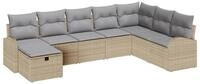 vidaXL Gartenlounge-Set Gartensofa-set 8 stk. Beige Poly-Rattan, (8-tlg)