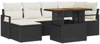 vidaXL Loungesofa Gartensofa-set 7 stk. Schwarz Poly-Rattan, 7 Teile
