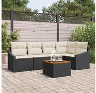 vidaXL Gartenlounge-Set Gartensofa-set 6 stk. Schwarz Poly-Rattan, (6-tlg)