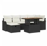 vidaXL Gartenlounge-Set Gartensofa-set 7 stk. Schwarz Poly-Rattan, (7-tlg)...