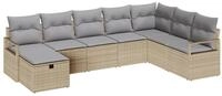 vidaXL Loungesofa Sofa Set 8 stk. 8-Sitzanzahl Beige und Hellgrau Poly-Rattan, 8
