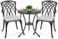Avestar Balkonset Avestar 3tlg Gussaluminium-Garten-Bistro-Set mit Kissen, Grau