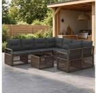 vidaXL Gartenlounge-Set vidaXL Gartensofa-set 9 stk. Grau Poly-Rattan