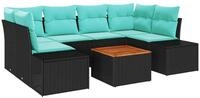 vidaXL Gartenlounge-Set Gartensofa-set 7 stk. Schwarz Poly-Rattan, (7-tlg)