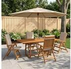 vidaXL Loungeset vidaXL 5-teiliges Garten-Esszimmer-Set Natur Massivholz Akazie