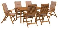 vidaXL Gartenlounge-Set 7-teiliges Garten Essset 6-Sitzer Natur Massivholz