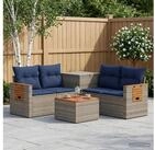 vidaXL Gartenlounge-Set vidaXL Sofa Set 6 stk. Grau und Marineblau Polyrattan...