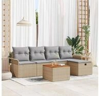 vidaXL Gartensofa, Garten-Sofa-Set mit Speicher 6 pcs Beige Poly Rattan