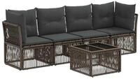 vidaXL Gartenlounge-Set Gartensofa-set 5 stk. Grau Poly-Rattan, (5-tlg)