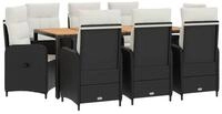 vidaXL Gartenlounge-Set Outdoortisch-Set 9 stk. Schwarz und Cremewei&szlig;, (9-tlg)