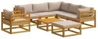 vidaXL Gartenlounge-Set Sofa-Set 8 stk. Natur Massivholz, (8-tlg)