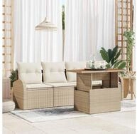 vidaXL Gartenlounge-Set Garten-Sofa-Set 5 stk. Beige Poly Rattan, (5-tlg)