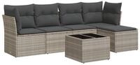 vidaXL Gartenlounge-Set 6-tlg. Garten-Sofagarnitur mit Kissen Hellgrau Poly...