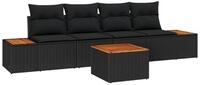 vidaXL Gartensofa, Gartensofa-set mit Kissen 5 pcs Schwarz Poly Rattan