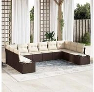 vidaXL Gartenlounge-Set Gartensofa-set 10 stk. Braun Poly-Rattan, (10-tlg)