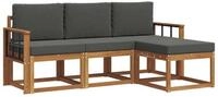 vidaXL Gartenlounge-Set Outdoor-Sofagarnitur 4 stk. Natur und Anthrazit, (4-tlg)