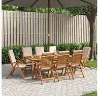 vidaXL Gartenlounge-Set vidaXL 9-teilige Garten-Essgruppe Natur Massivholz...