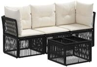 vidaXL Gartenlounge-Set Gartensofa-set 4 stk. Schwarz Poly-Rattan, (4-tlg)