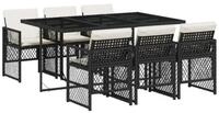 LuxusKollektion Garten-Essgruppe Essgruppe Garten 7tlg Poly Rattan Tisch 6 Glas
