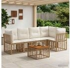 vidaXL Loungeset vidaXL Outdoor-Sofagarnitur 6 stk. Nat&uuml;rlich und Cremwei&szlig;