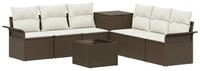 vidaXL Gartensofa Sofa Set 8 stk. Braun und Creme Wei&szlig; Polyrattan und Stahl, 8...