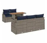 vidaXL Loungesofa Garten-Sofa-Set 6 stk. Grau und Marineblau, 6 Teile grau