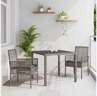 vidaXL Garten-Essgruppe, Garten Essgruppe 3 pcs Grau Poly-Rattan