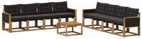 vidaXL Gartenlounge-Set Outdoor-Sofagarnitur 9 stk. Nat&uuml;rlich und Schwarz,...