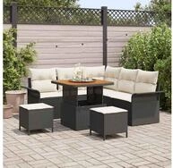 vidaXL Gartensofa, Garten-Sofa-Set 8 pcs Schwarz Poly-Rattan