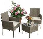 relaxdays Gartenlounge-Set 3-teiliges Gartenm&ouml;bel Set Rattan, (3-tlg), grau