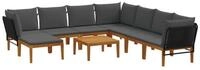 vidaXL Sofaelement 9 stk. Massives nholz & Seil Natur (9 St)