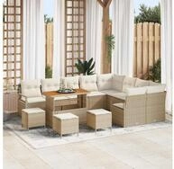 vidaXL Gartenlounge-Set Gartensofa-set 13 stk. Beige Poly-Rattan, (13-tlg)