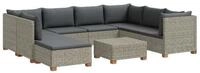 vidaXL Sofaelement 9 Stk. Rattan Lounge Set mit Kissen GENDT Naturrattan Kubu...