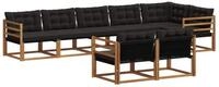 vidaXL Gartenlounge-Set Outdoor-Sofagarnitur 8 stk. Nat&uuml;rlich und Schwarz,...