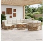 vidaXL Loungeset vidaXL Outdoor-Sofagarnitur 12 stk. Nat&uuml;rlich und Cremwei&szlig;