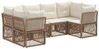 vidaXL Loungesofa Gartensofa-set 6 stk. 6-Sitzanzahl Beige Poly-Rattan, 6 Teile