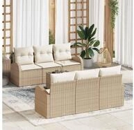 vidaXL Gartensofa, Gartensofa-set Beige 55 x 55 x 37 cm Poly-Rattan