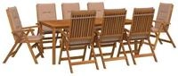 vidaXL Gartenlounge-Set 9-teilige Garten-Essgruppe Natur Massivholz