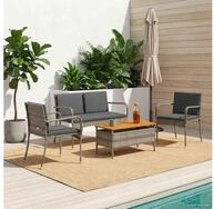 vidaXL Loungeset vidaXL Garten Set Grau Poly-Rattan