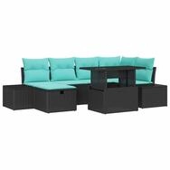 vidaXL Gartenlounge-Set Gartensofa-set 7 stk. Schwarz Poly-Rattan, (7-tlg)