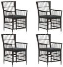 vidaXL Gartenstuhl Gartenst&uuml;hle 4 stk. Schwarz PE Rattan, Stahl und...