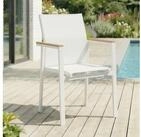 IDIMEX Gartenstuhl WINDY (6 St), f&uuml;r 6 Personen mit Armlehne in Holzoptik, Alu