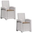 vidaXL Gartenstuhl Liegesessel Garten Rattan-Optik 2 stk. Wei&szlig; und Taupe PP (2...