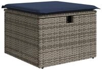 vidaXL Hocker Gartenhocker mit Kissen Grau 55 x 55 x 37 cm Poly-Rattan (1 St)